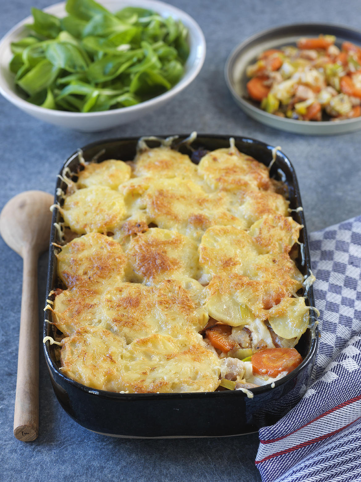 Gratin de légumes d’hiver, chèvre et lardons Gratin de légumes d’hiver, chèvre et lardons