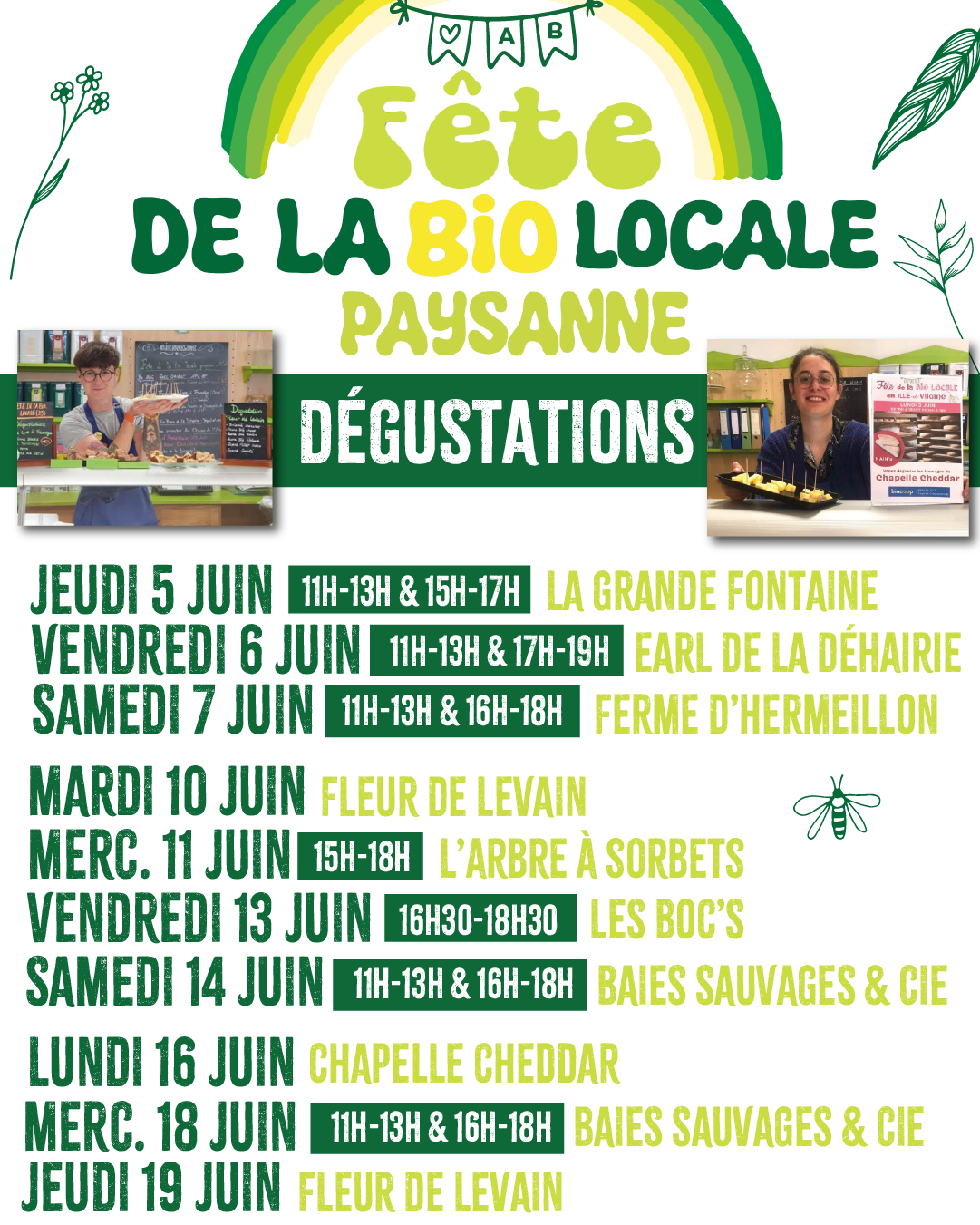 Programme de dégustation de la Quinzaine de la Bio Locale - Edition 2025