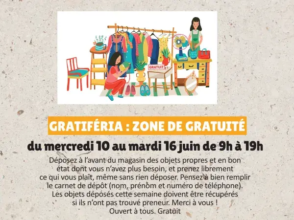 15ᵉ anniversaire : Gratiféria - Zone de gratuité